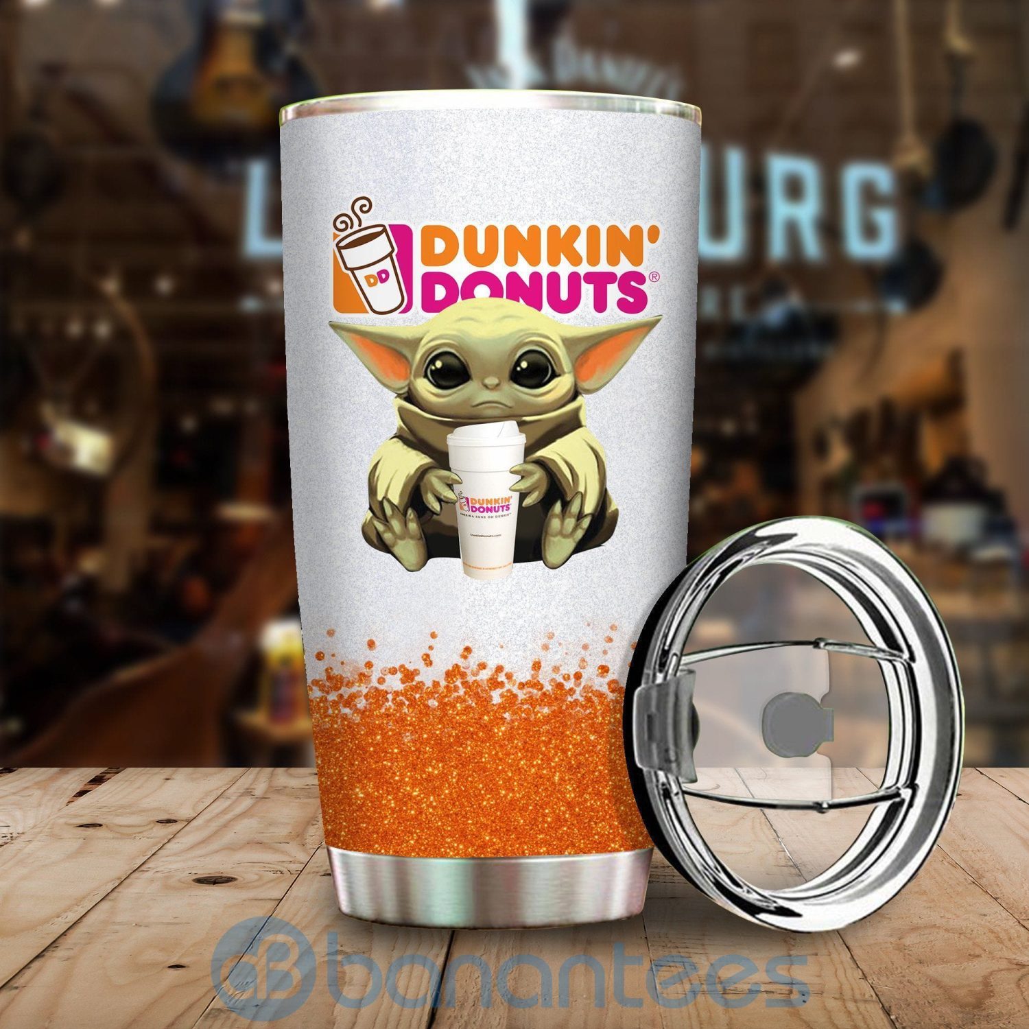 Cute Baby Yoda Love Drink Dunkin' Donuts Tumbler