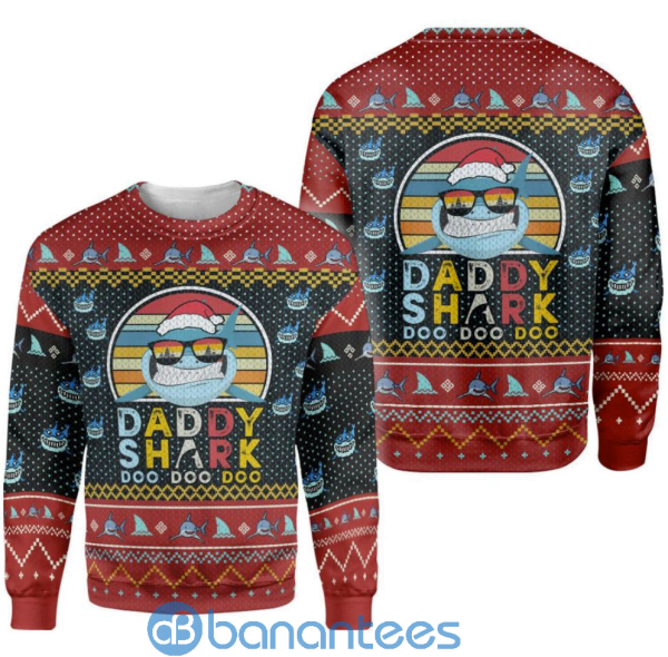 Daddy Shark Doo Doo Doo Merry Christmas All Over Print Ugly Sweater Product Photo