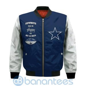 Dallas Cowboys Make Me Happy American Football Team Logo Custom Name Bomber Jacket Product Photo