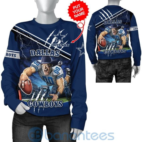 Dallas Cowboys Mascot Catching Ball Custom Name 3D All Over Printed Shirt Product Photo