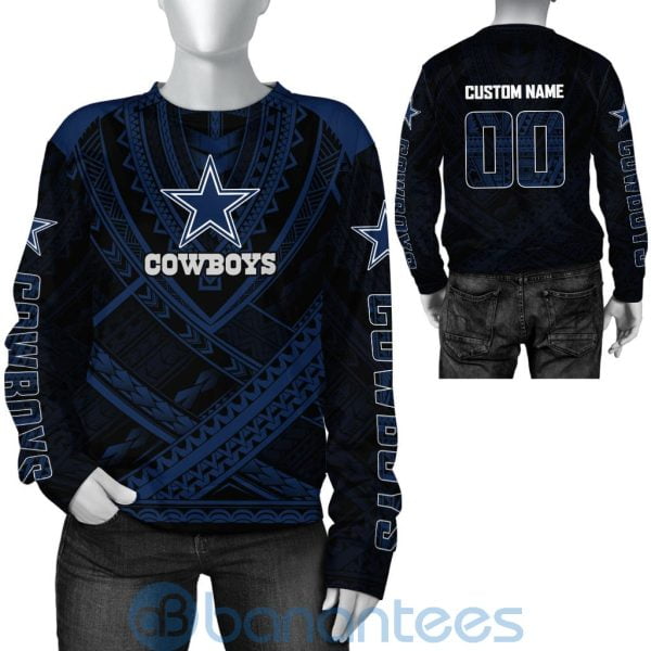 Dallas Cowboys NFL Team Logo Polynesian Pattern Custom Name Number 3D All Over Printed Shirt Product Photo