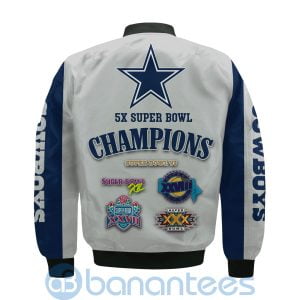 Dallas Cowboys Super Bowl Champions Custom Name Number Bomber Jacket Product Photo