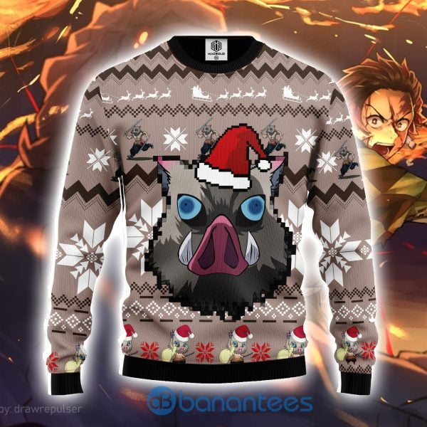Demon Slayer Anime Kimetsu No Yaiba Hashibira Inosuke Ugly Christmas Sweater Product Photo