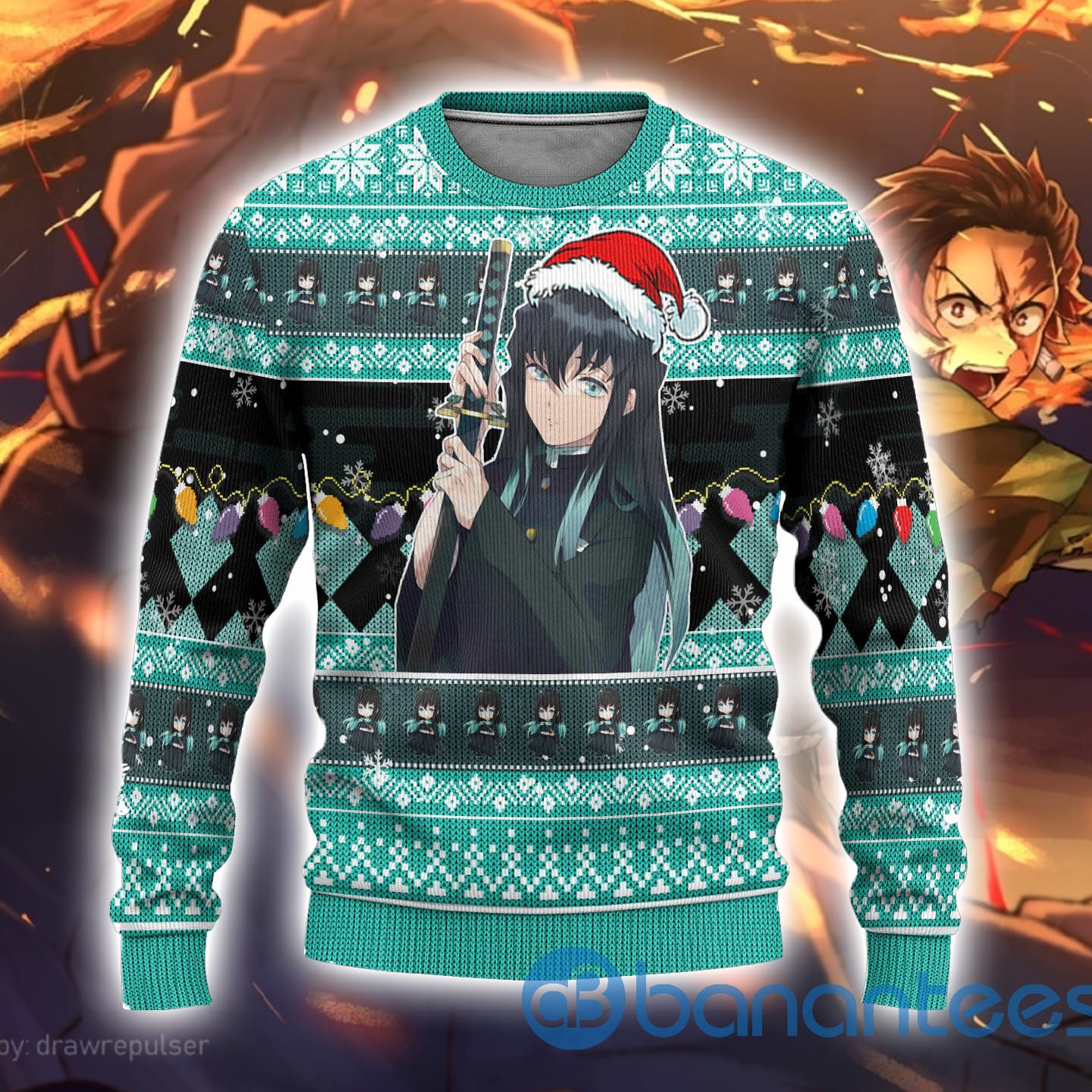 Demon Slayer Anime Muichiro Tokito Anime Ugly Christmas Sweater