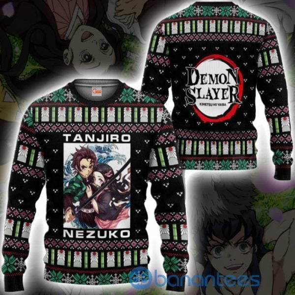 Demon Slayer Anime Tanjiro And Nezuko Ugly Sweater Christmas Product Photo