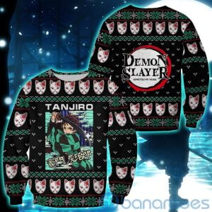 Demon Slayer Anime Tanjiro Kamado Knitting Christmas All Over Printed 3D Shirt - 3D Sweatshirt - Black
