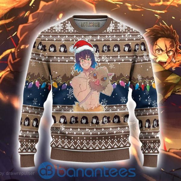Demon Slayer Inosuke Hashibira Anime Ugly Christmas Sweater Full Printed Shirt Product Photo