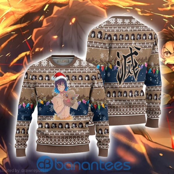 Demon Slayer Inosuke Hashibira Anime Ugly Christmas Sweater Full Printed Shirt Product Photo