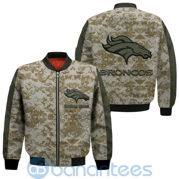 Denver Broncos American Football Team Logo Camouflage Custom Name Bomber Jacket Product Photo