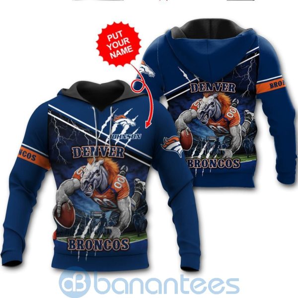 Denver Broncos Mascot Catching Ball Custom Name 3D All Over Printed Shirt Product Photo