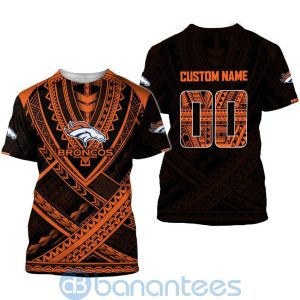 Denver Broncos NFL Team Logo Polynesian Pattern Custom Name Number 3D All Over Printed Shirt Product Photo