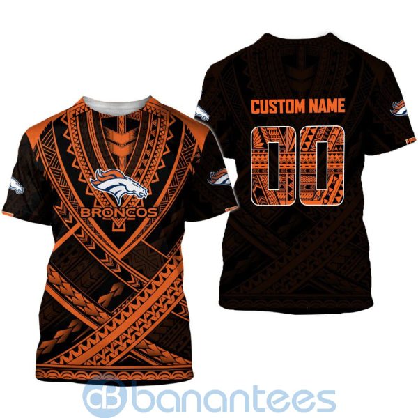 Denver Broncos NFL Team Logo Polynesian Pattern Custom Name Number 3D All Over Printed Shirt Product Photo