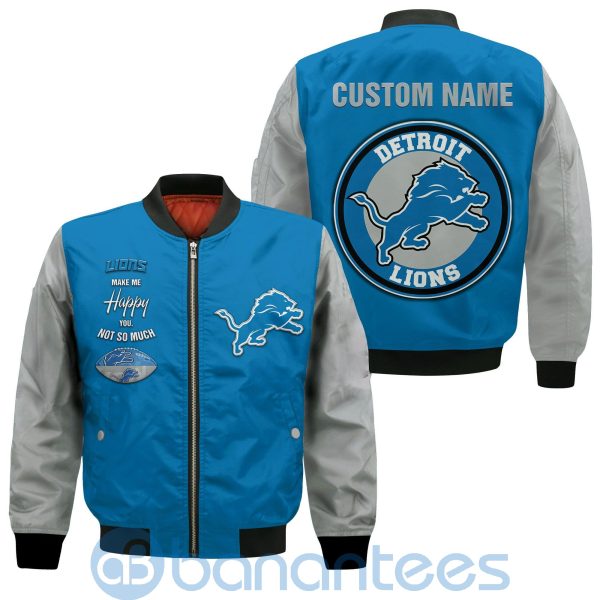 Detroit Lions American Football Team Logo Custom Name Bomber Jacket Product Photo