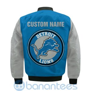 Detroit Lions American Football Team Logo Custom Name Bomber Jacket Product Photo