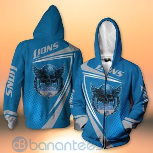 Detroit Lions NFL Skull American Football Sporty Design 3D All Over Printed Shirt Product Photo