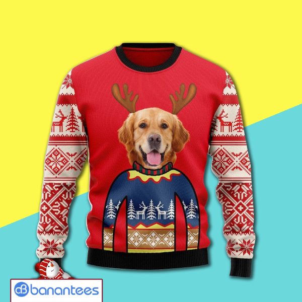 Dog Lovers Cute Golden Retriever Awesome Ugly Christmas Sweater 3D Shirt Product Photo