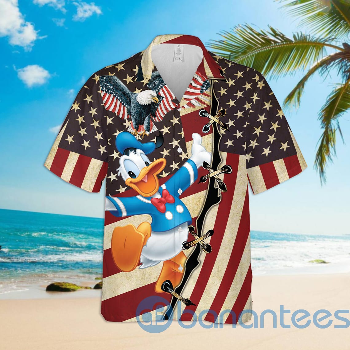 Donald Duck American Flag Eagle Hawaiian Shirt