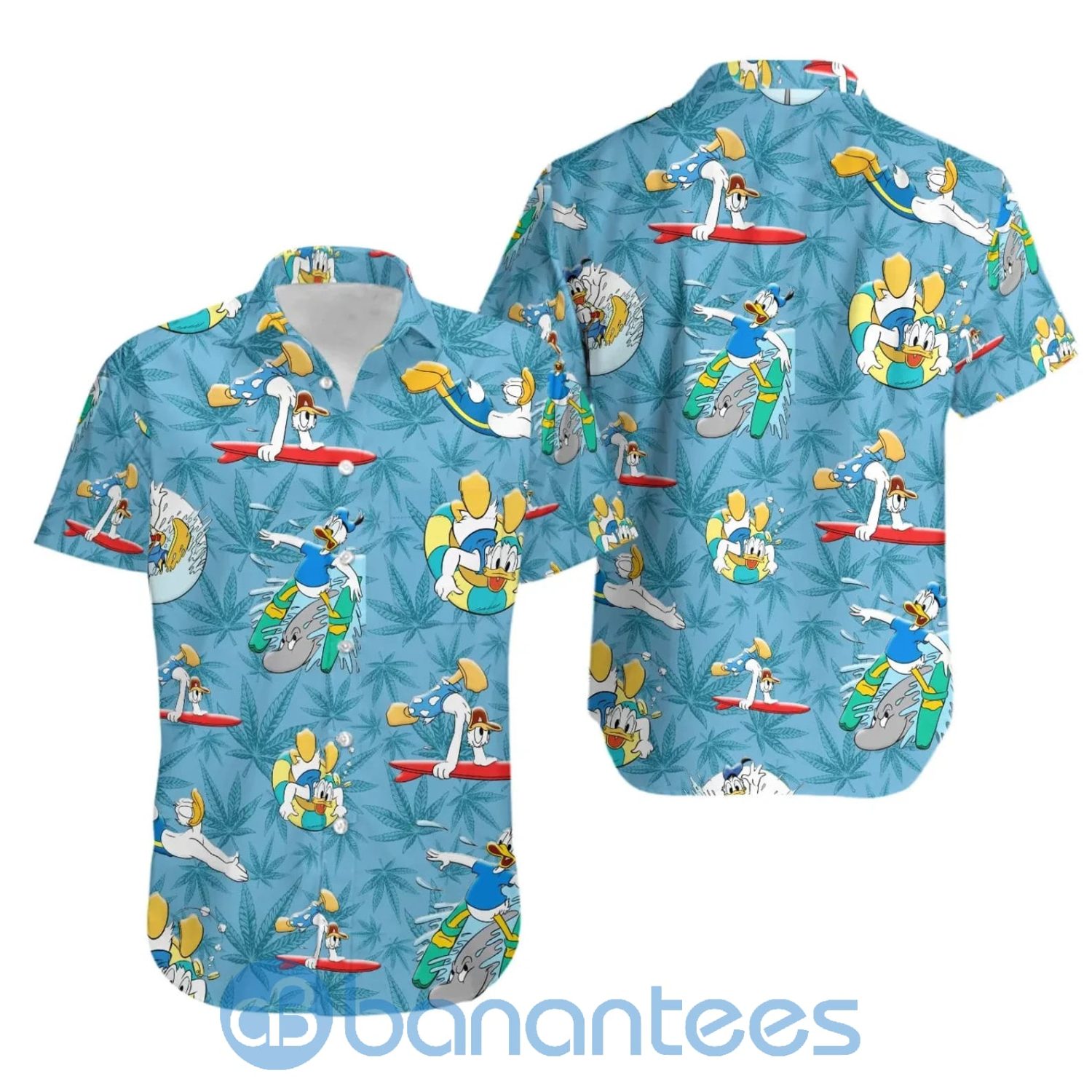 Donald Duck Surfing And Having Fun On The Beach Funny Hawaiian Shirt
