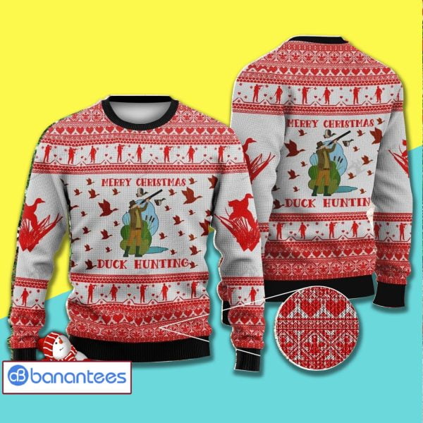 Duck Hunting On Snow Mountain Full Print Ugly Christmas Sweater Product Photo