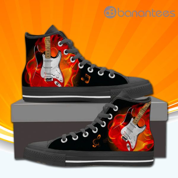 Electric Guitar In Fire High Top Canvas Shoes Sneakers For Men And Women Product Photo