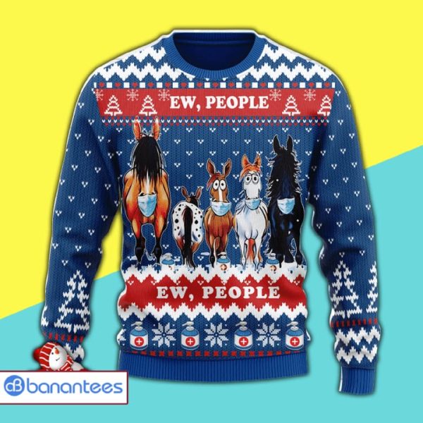 Ew People The Group Of Horses Awesome Full Print Ugly Christmas Sweater Product Photo