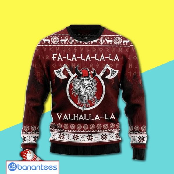 Fa La La La Valhalla La Viking Awesome Ugly Christmas Sweater 3D Shirt Product Photo
