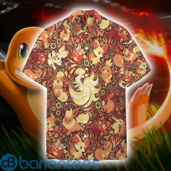 Fire Type Pokemons Orange Pokemon Short Sleeves Hawaiian Shirt Product Photo