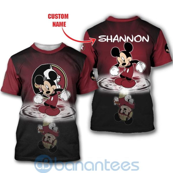 Florida State Seminoles Disney Mickey Mouse In Water Custom Name 3D All Over Printed Shirt Product Photo