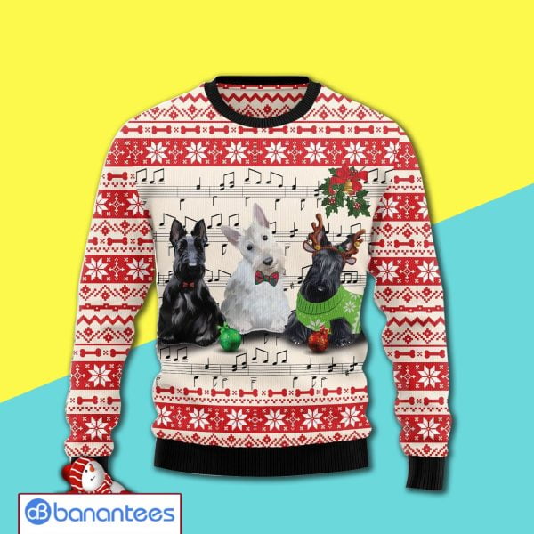 For Dog Lovers Scottish Terrier Music Awesome Ugly Christmas Sweater 3D Shirt Product Photo