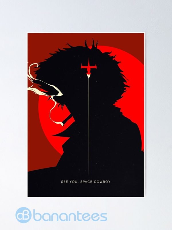 Spike Spiegel Smoking Cowboy Bebop Red And Black Poster Product Photo