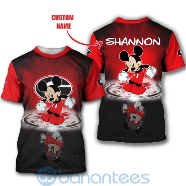Georgia Bulldogs Disney Mickey Mouse In Water Custom Name 3D All Over Printed Shirt Product Photo