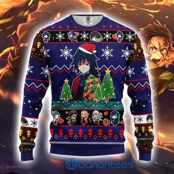 Giyu Tomioka Christmas Demon Slayer Anime Ugly Christmas Sweater Product Photo
