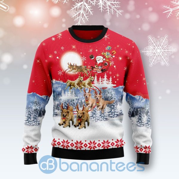 Golden Retrieer Santa Claus All Over Printed Ugly Christmas Sweater Product Photo