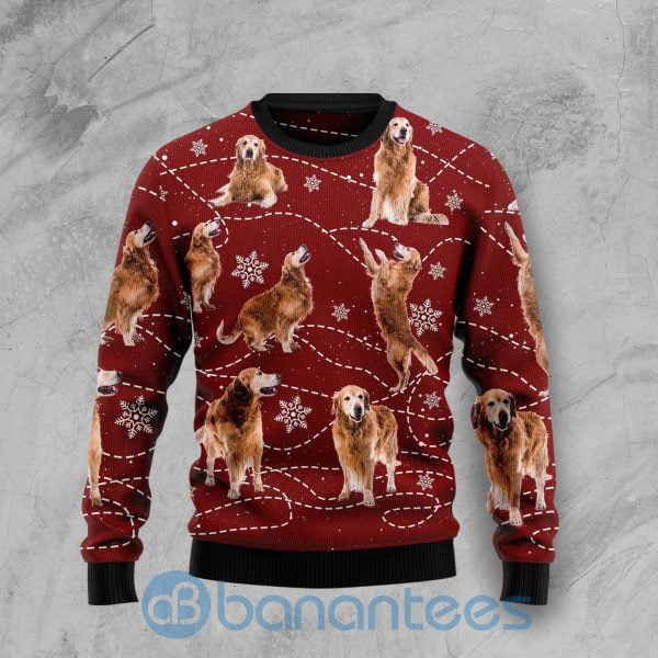Golden Retrieer Tie Dye Wool Christmas All Over Printed Ugly Christmas Sweater Product Photo