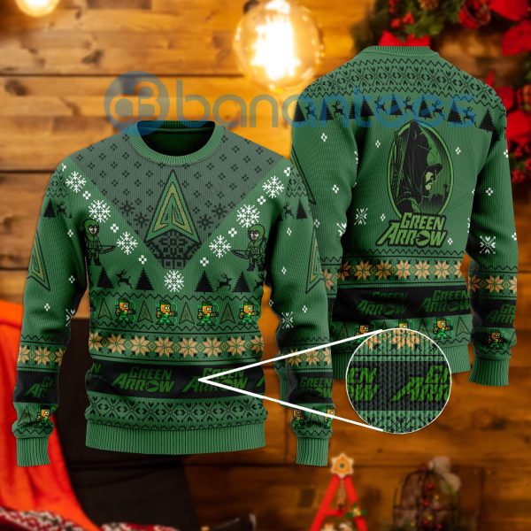 Green Arrow Dc Comics All Over Printed Ugly Christmas Sweater Product Photo