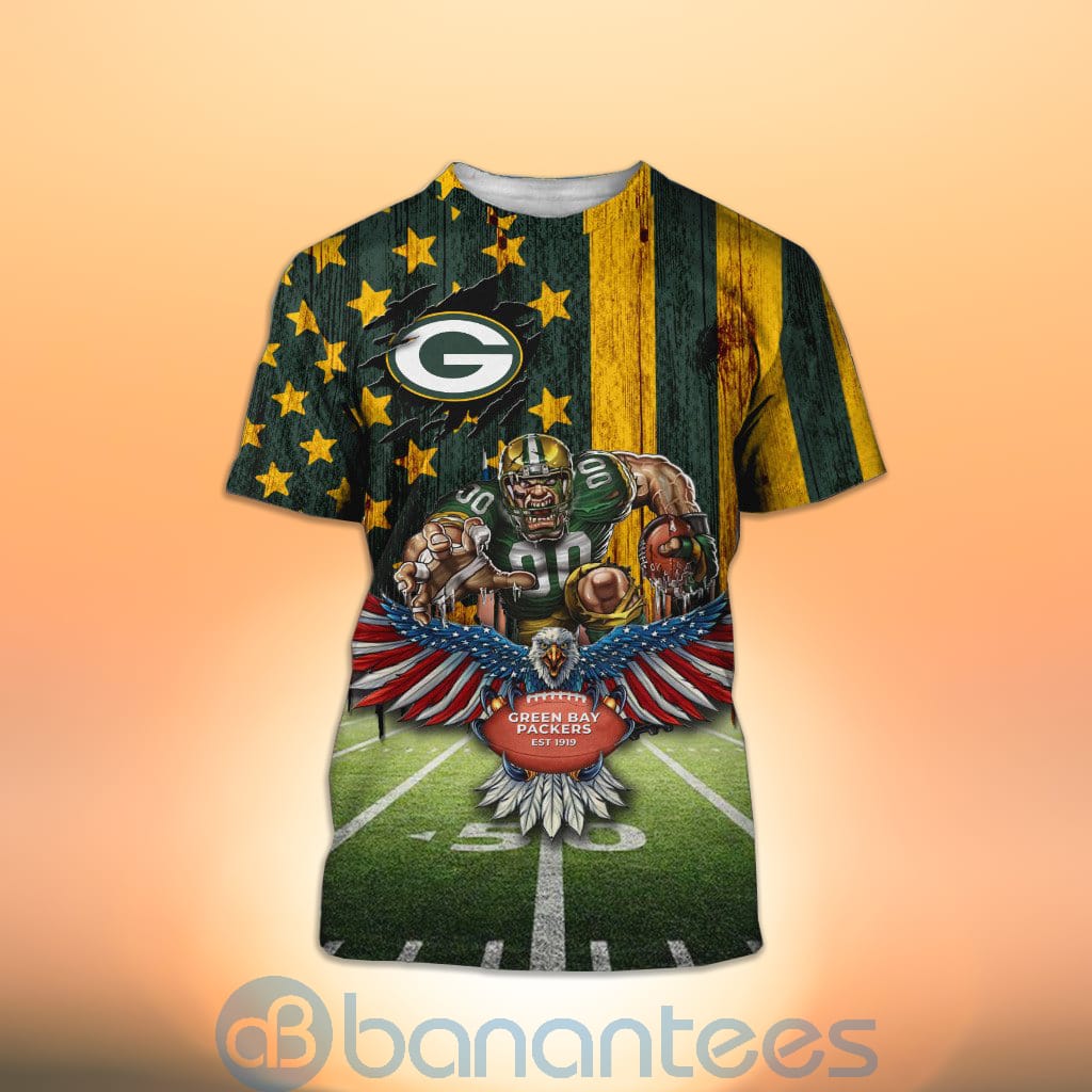 Green Bay Packers Mascot Eagle Custom Name 3D All Over Printed Shirt