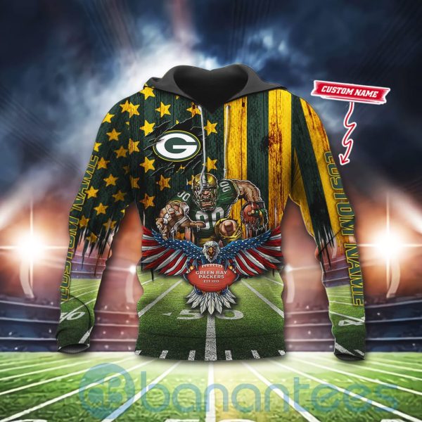 Green Bay Packers Mascot Eagle Custom Name 3D All Over Printed Shirt Product Photo