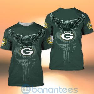 Green Bay Packers NFL Logo Eagle Skull 3D All Over Printed Shirt Product Photo