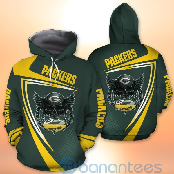 Green Bay Packers NFL Skull American Football Sporty Design 3D All Over Printed Shirt Product Photo