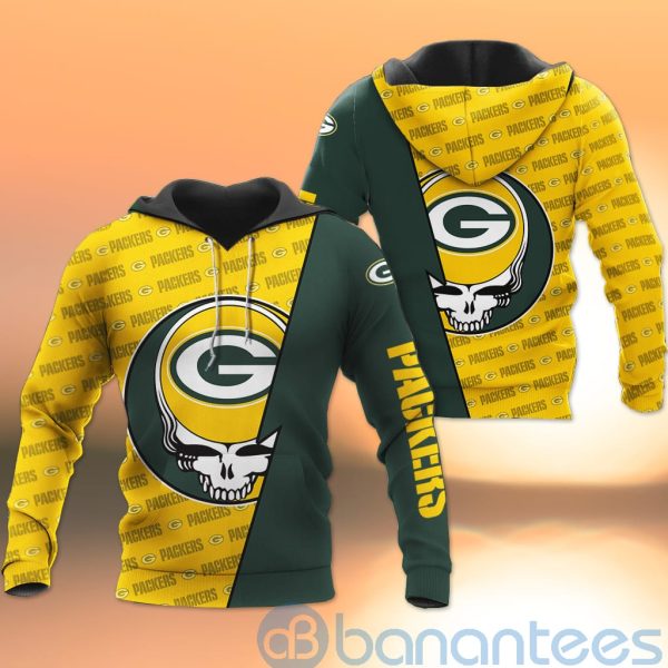 Green Bay Packers NFL Team Logo Grateful Dead Design 3D All Over Printed Shirt Product Photo