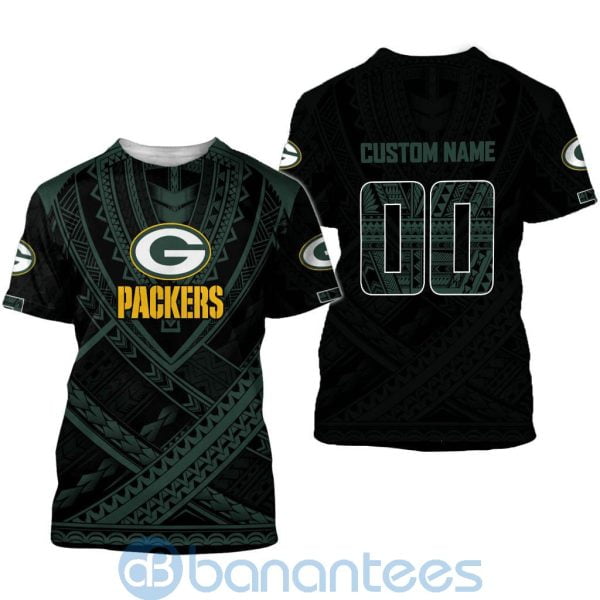 Green Bay Packers NFL Team Logo Polynesian Pattern Custom Name Number 3D All Over Printed Shirt Product Photo