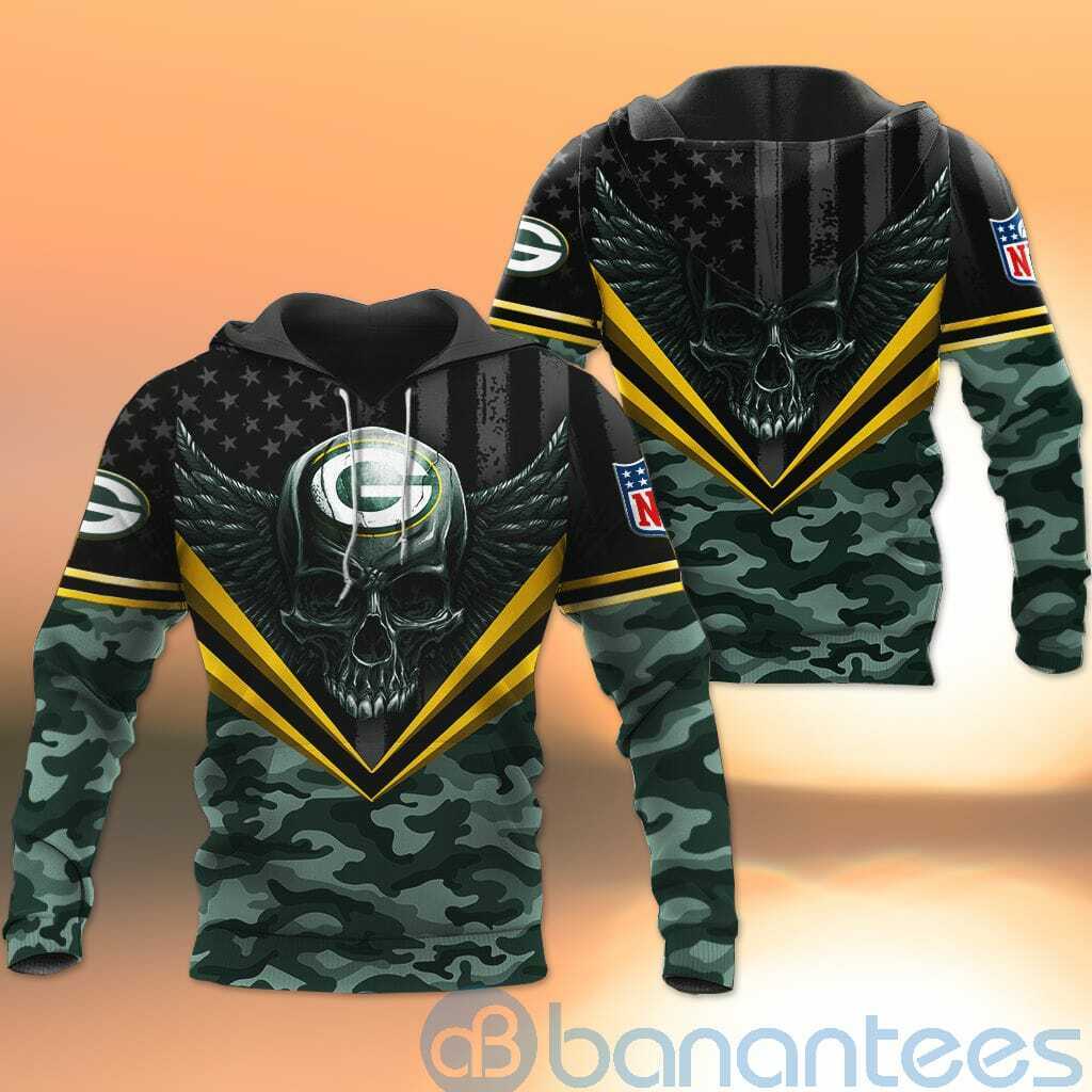 Green Bay Packers Skull Wings 3D All Over Printed Shirt