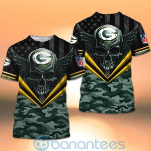 Green Bay Packers Skull Wings 3D All Over Printed Shirt Product Photo