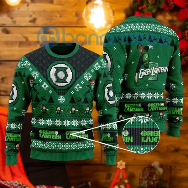 Green Lanterns All Over Printed Ugly Christmas Sweater Product Photo