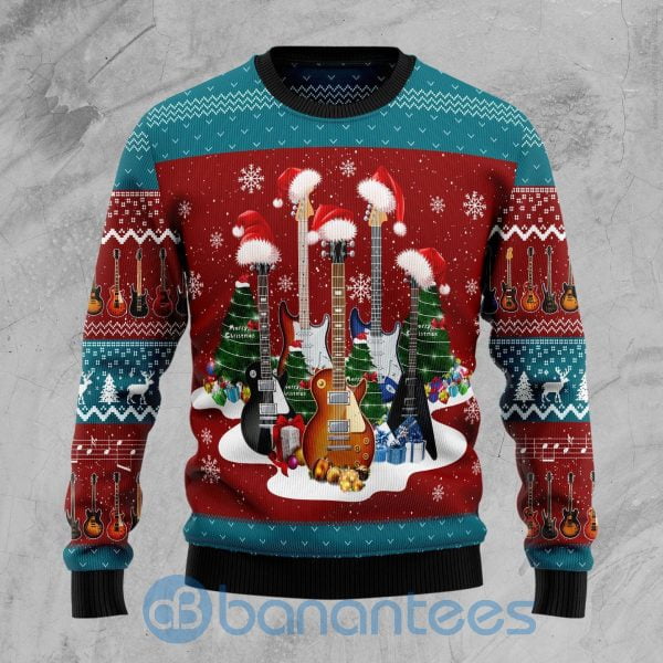 Guitar Christmas Wool Christmas All Over Printed Ugly Christmas Sweater Product Photo