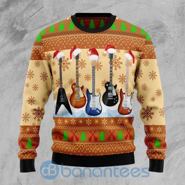 Guitar Xmas Guitar Lover Christmas All Over Printed Ugly Christmas Sweater Product Photo