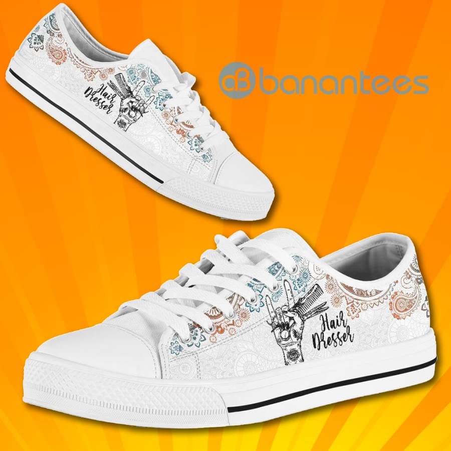 Hair Stylist Lovely Design Low Top Canvas Shoes