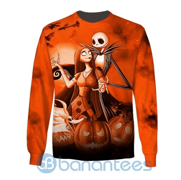 Halloween Jack Skellington And Sally Ugly Christmas 3D Sweater Product Photo