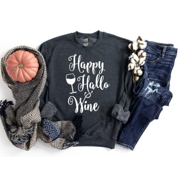 Happy Hallo Wine Lover Halloween Sweatshirt Product Photo