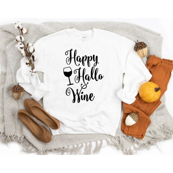 Happy Hallo Wine Lover Halloween Sweatshirt Product Photo